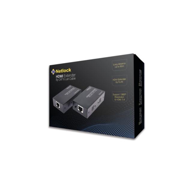 Netlock - EXT-HDMI-01 extensor audio/video Negro