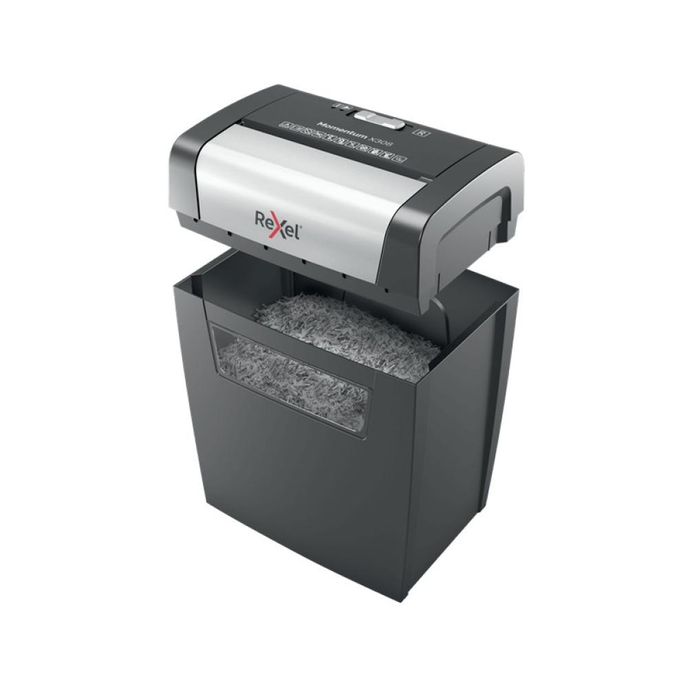 Rexel - Momentum X308 triturador de papel Corte en partículas 70 dB Negro, Gris
