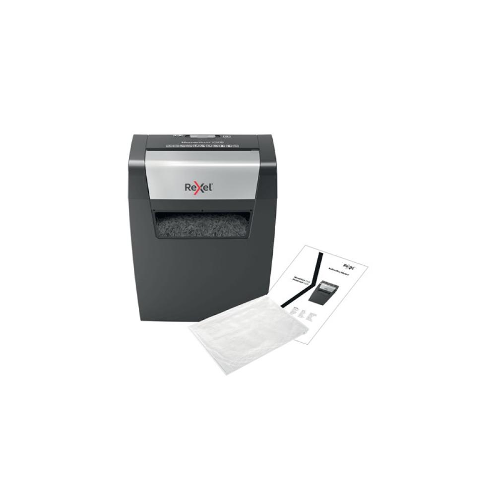 Rexel - Momentum X308 triturador de papel Corte en partículas 70 dB Negro, Gris