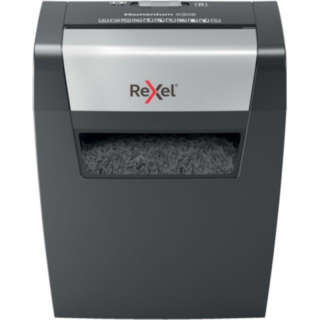 Rexel - Momentum X308 triturador de papel Corte en partículas 70 dB Negro, Gris