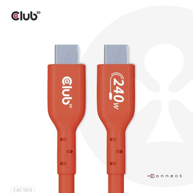 CLUB3D - Cable certificado USB2 tipo C bidireccional USB-IF Datos 480 Mb, PD 240 W (48 V/5 A) EPR M/M 3 m/9,84 pies