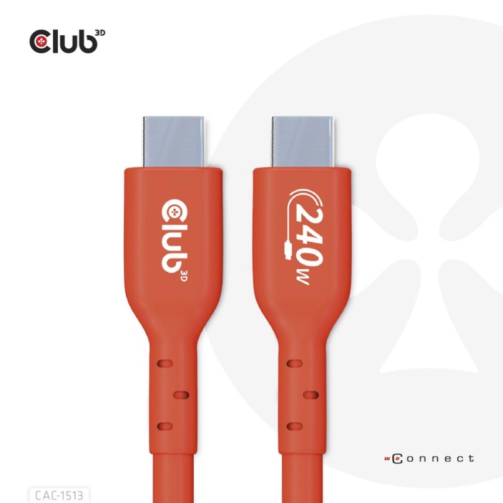 CLUB3D - Cable certificado USB2 tipo C bidireccional USB-IF Datos 480 Mb, PD 240 W (48 V/5 A) EPR M/M 3 m/9,84 pies