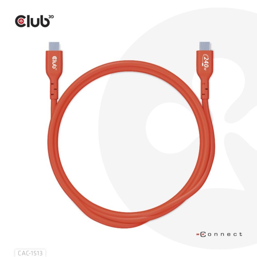 CLUB3D - Cable certificado USB2 tipo C bidireccional USB-IF Datos 480 Mb, PD 240 W (48 V/5 A) EPR M/M 3 m/9,84 pies