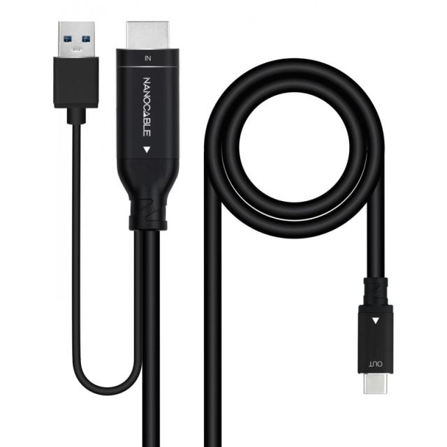 Nanocable - Cable Conversor HDMI a USB-C, Negro, 1.8 m