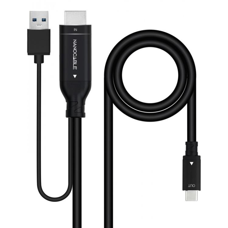 Nanocable - Cable Conversor HDMI a USB-C, Negro, 1.8 m