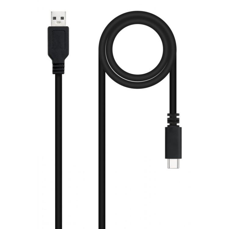 Nanocable - Cable USB 2.0 3A, tipo USB-C/M-A/M, Negro, 1.5 m