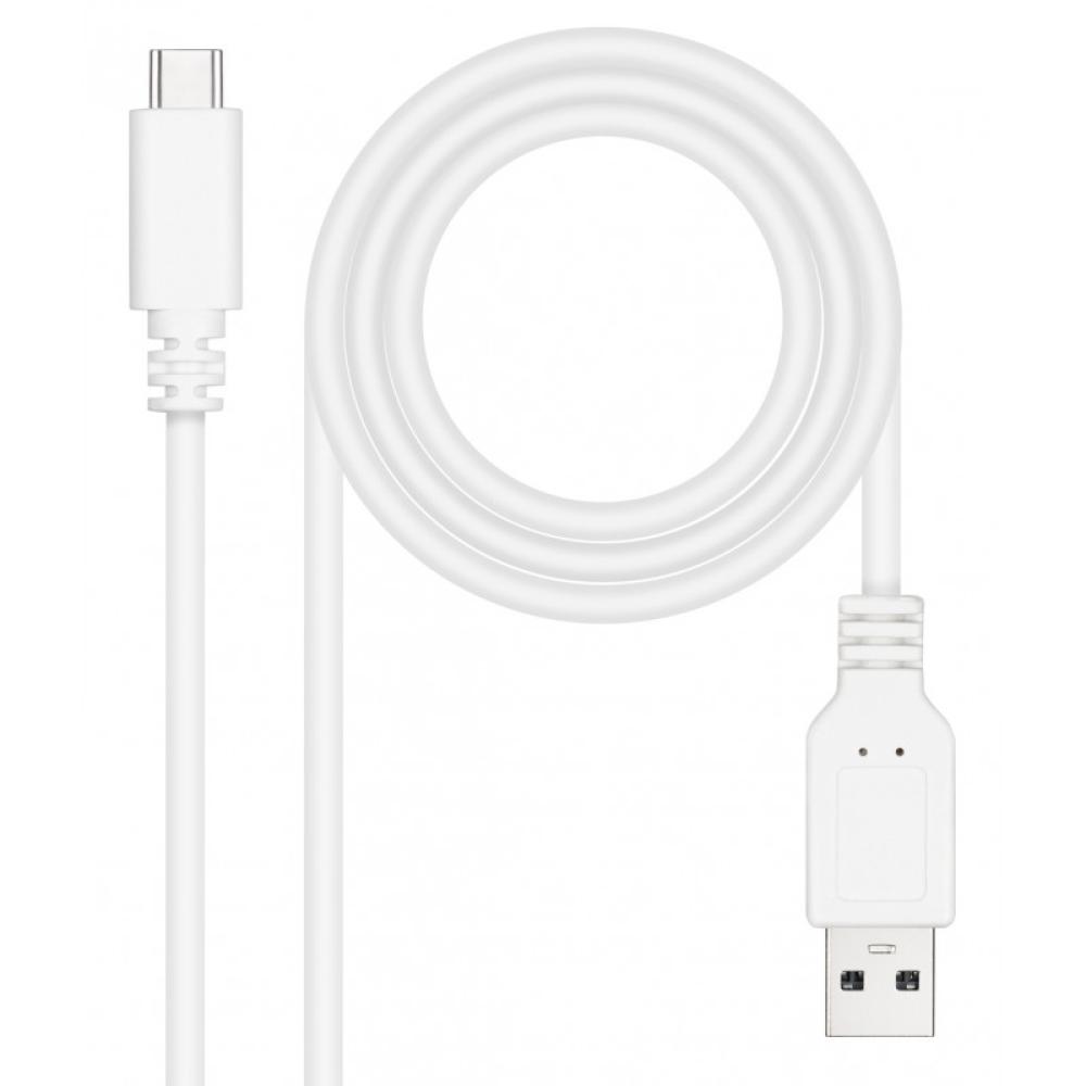 Nanocable - Cable USB 2.0 3A, tipo USB-C/M-A/M, Blanco, 2 m