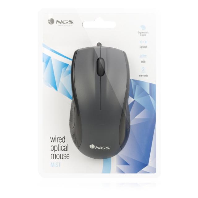 NGS - Black Mist ratón Oficina mano derecha USB tipo A Óptico 800 DPI