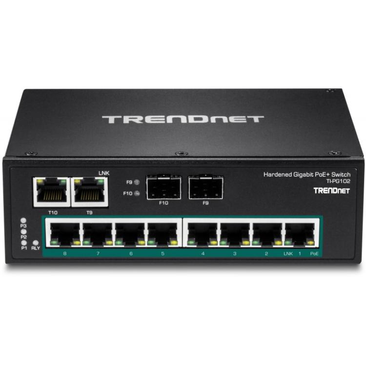 Trendnet - TI-PG102 switch No administrado Gigabit Ethernet (10/100/1000) Energía sobre Ethernet (PoE) Negro