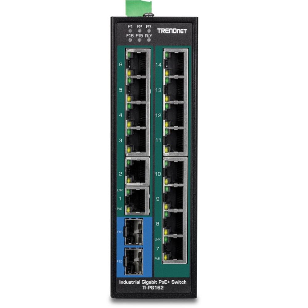 Trendnet - TI-PG162 switch No administrado Gigabit Ethernet (10/100/1000) Energía sobre Ethernet (PoE) Negro