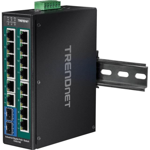 Trendnet - TI-PG162 switch No administrado Gigabit Ethernet (10/100/1000) Energía sobre Ethernet (PoE) Negro