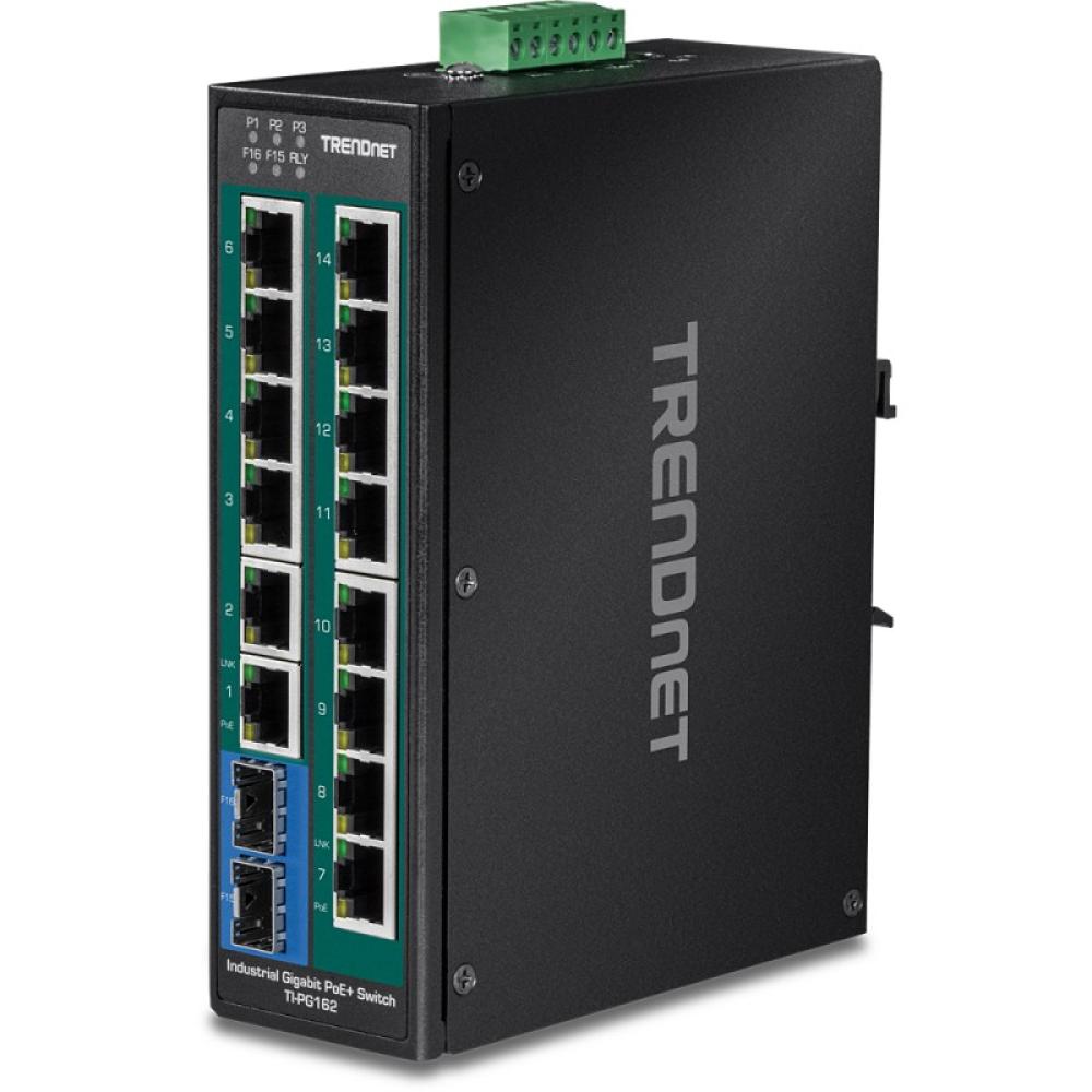 Trendnet - TI-PG162 switch No administrado Gigabit Ethernet (10/100/1000) Energía sobre Ethernet (PoE) Negro