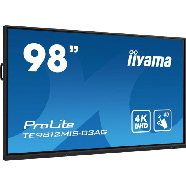 iiyama - TE9812MIS-B3AG pantalla de señalización Diseño de quiosco 2,48 m (97.5") LCD Wifi 400 cd / m² 4K Ultra HD Negro Pantall