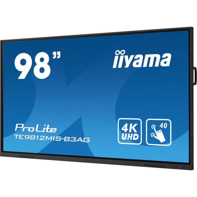 iiyama - TE9812MIS-B3AG pantalla de señalización Diseño de quiosco 2,48 m (97.5") LCD Wifi 400 cd / m² 4K Ultra HD Negro Pantall