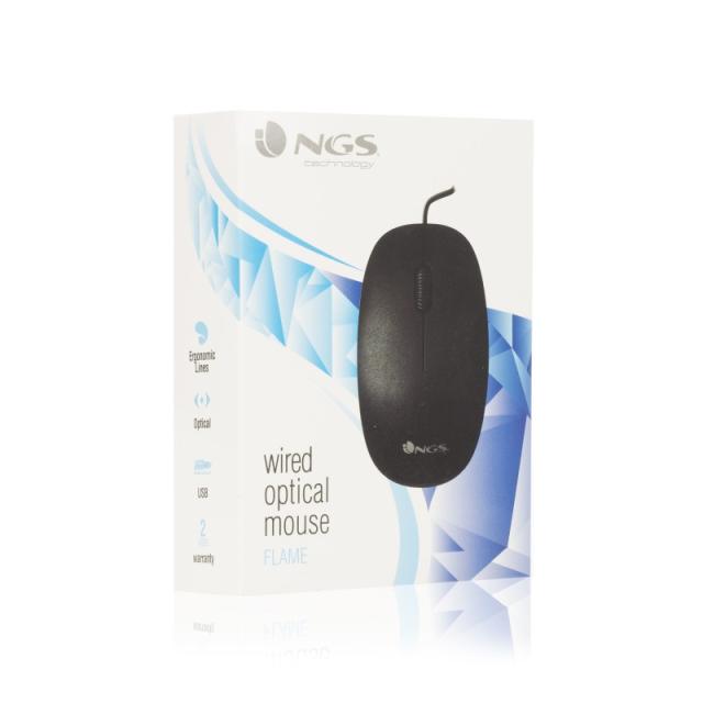 NGS - Flame ratón Oficina mano derecha USB tipo A Óptico 1000 DPI