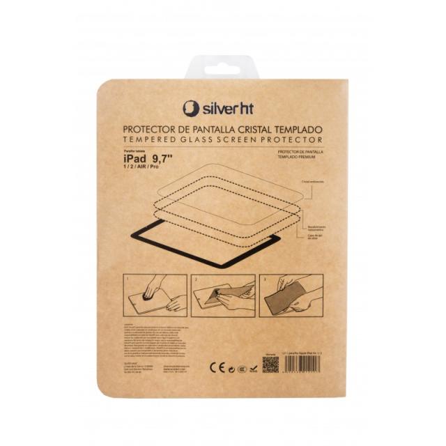 SilverHT - Protector de pantalla de cristal templado para Apple iPad Air 1 y 2