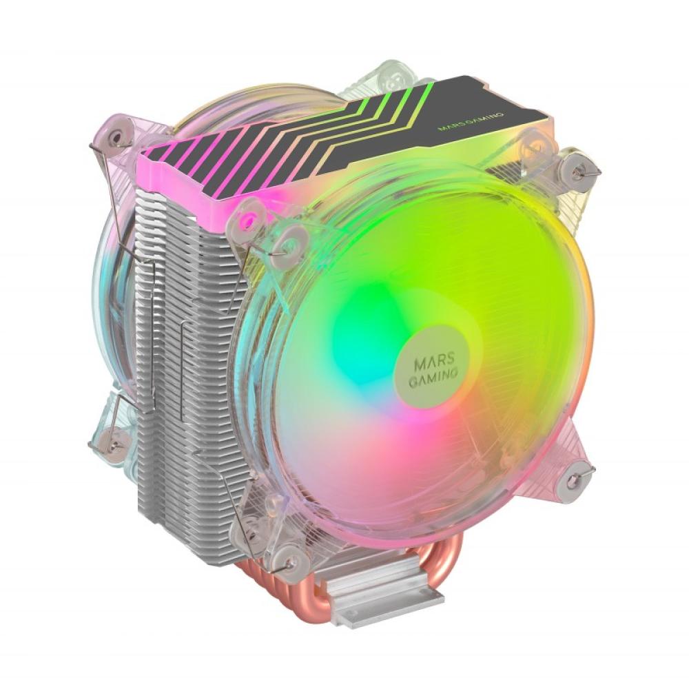 Mars Gaming - Disipador CPU Triple ARGB, 6 Heatpipes HCT, TDP 220 W, 2 Ventiladores 12 cm, MCPU66