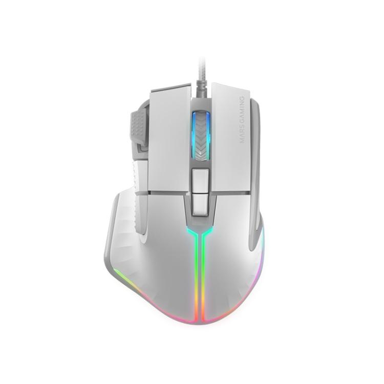 Mars Gaming - MM-XT, Ratón Gaming RGB, Diseño Ergonómico con Reposa Pulgar, Sensor Óptico 12800DPI, 9 Botones Configurab - MMXTW