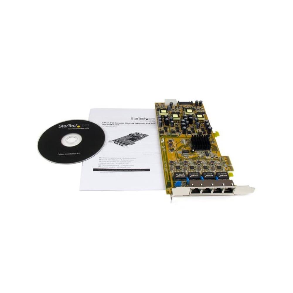 StarTech.com - Tarjeta PCI Express de Red Ethernet Gigabit con 4 Puertos RJ45 PoE Power over Ethernet