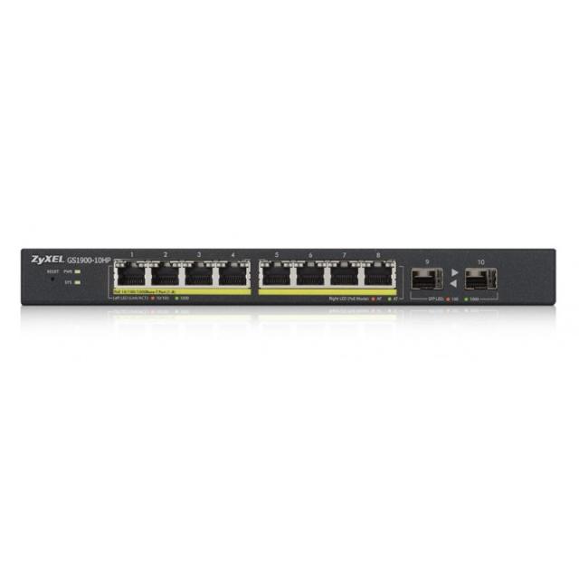 Zyxel - GS1900-10HP Gestionado L2 Gigabit Ethernet (10/100/1000) Energía sobre Ethernet (PoE) 1U Negro