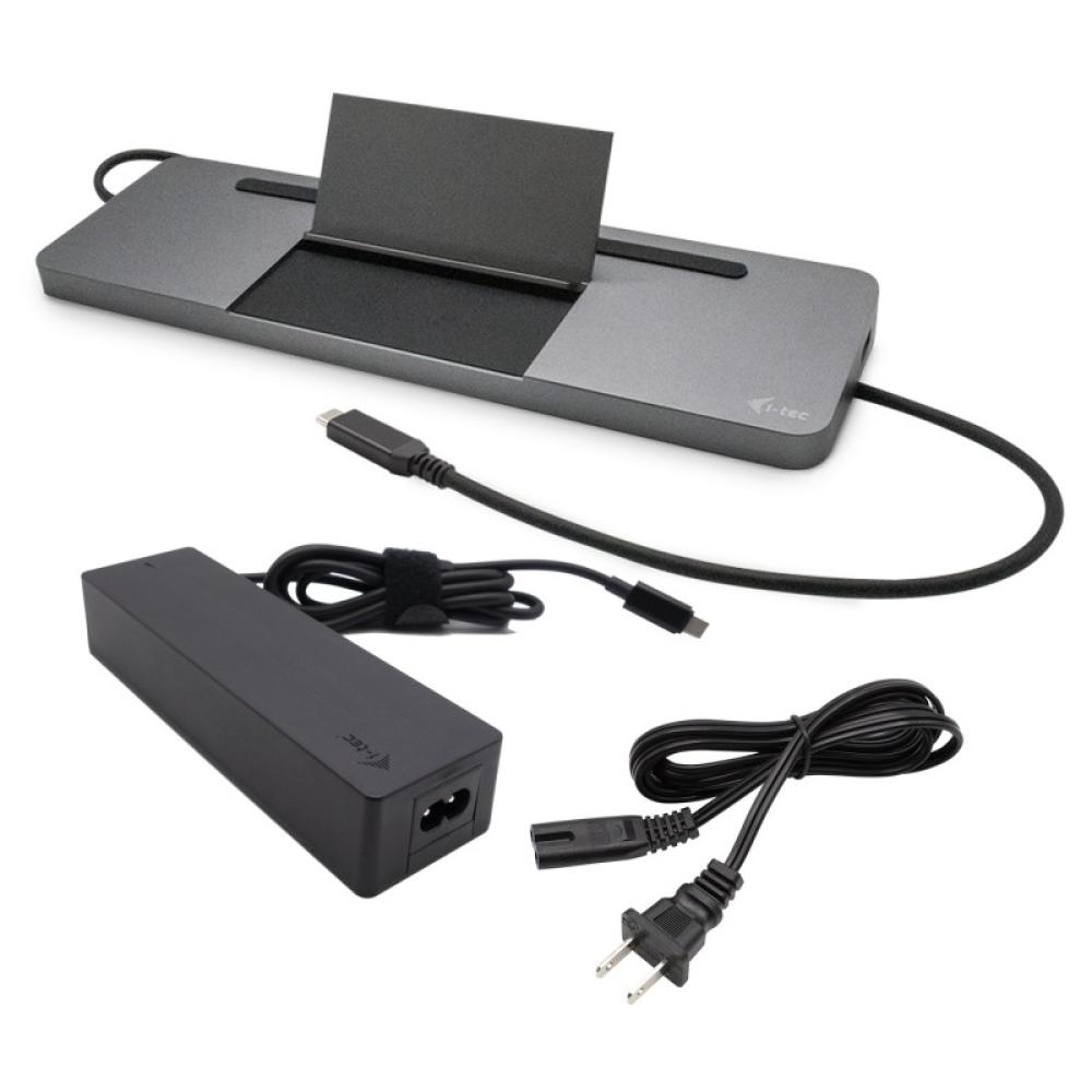 i-tec - Metal SB-C Ergonomic 4K 3x Display Docking Station with Power Delivery 85 W + Universal Charger 100 W