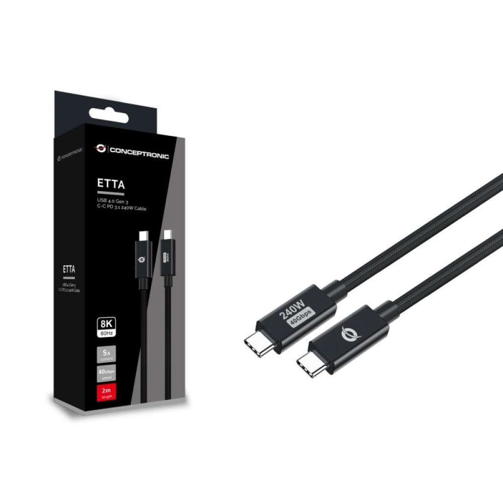 Conceptronic - ETTA04B20 cable USB USB4 Gen 3x2 2 m USB C Negro
