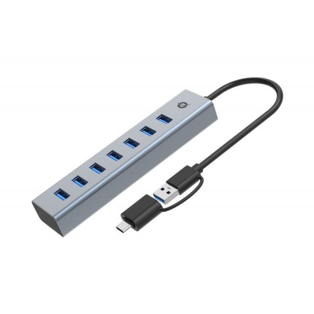 Conceptronic - HUBBIES21G hub de interfaz USB 3.2 Gen 1 (3.1 Gen 1) Type-A 5000 Mbit/s Gris