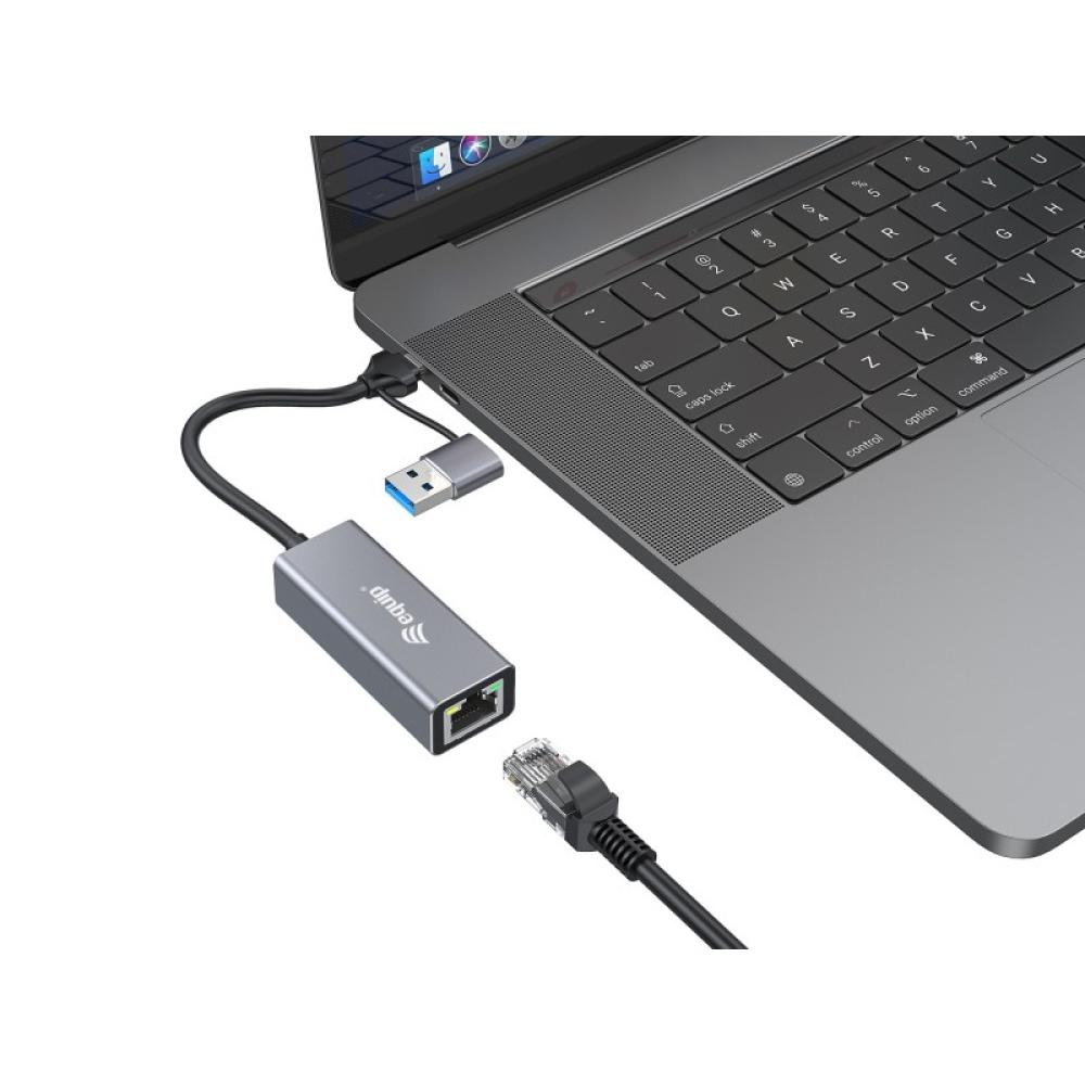 Equip - Adaptador de USB-C a 2,5 Gigabit Ethernet de red (USB-C+A)