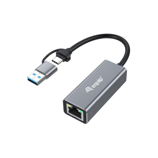 Equip - Adaptador de USB-C a 2,5 Gigabit Ethernet de red (USB-C+A)