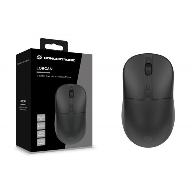 Conceptronic - LORCAN04B ratón Oficina Ambidextro RF Wireless + Bluetooth Óptico 1600 DPI