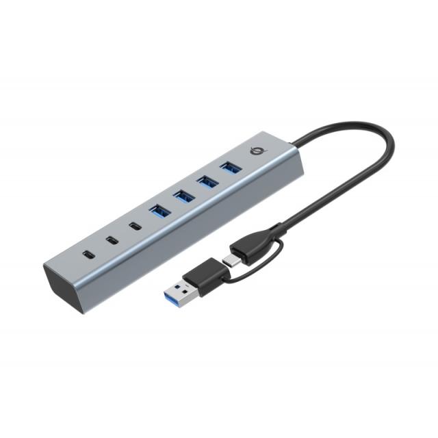 Conceptronic - HUBBIES20G hub de interfaz USB 3.2 Gen 1 (3.1 Gen 1) Type-C 5000 Mbit/s Gris