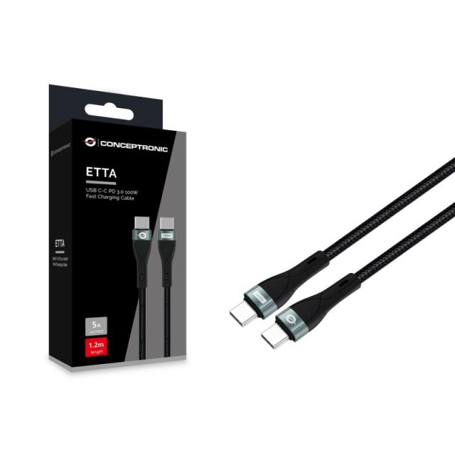 Conceptronic - ETTA01B12 cable USB USB 2.0 1,2 m USB C Negro