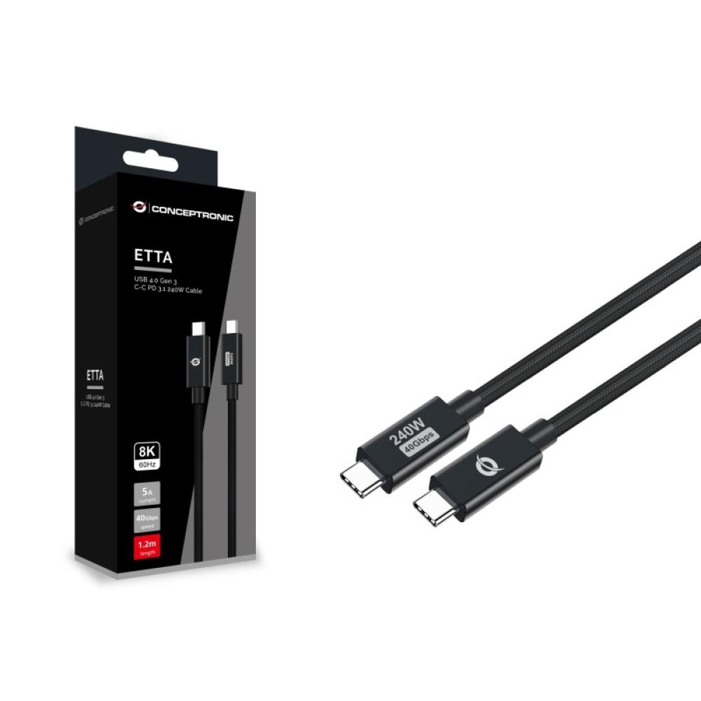 Conceptronic - ETTA04B12 cable USB USB4 Gen 3x2 1,2 m USB C Negro