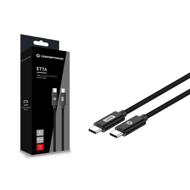 Conceptronic - ETTA03B12 cable USB USB 2.0 1,2 m USB C Negro