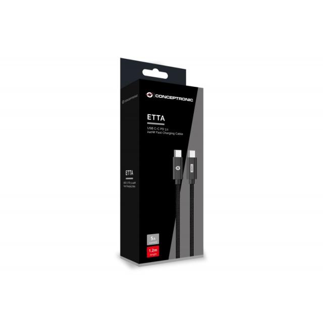 Conceptronic - ETTA03B12 cable USB USB 2.0 1,2 m USB C Negro