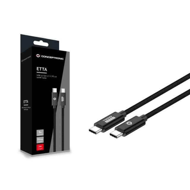 Conceptronic - ETTA02B20 cable USB USB 3.2 Gen 2 (3.1 Gen 2) 2 m USB C Negro