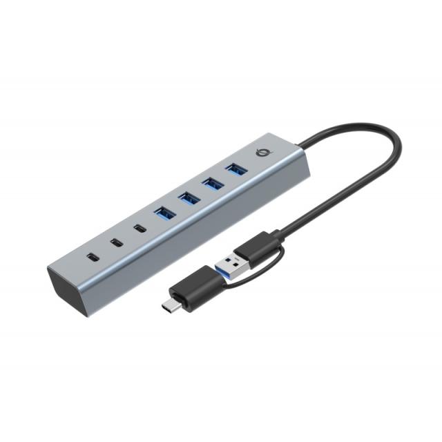 Conceptronic - HUBBIES20GP hub de interfaz USB 3.2 Gen 1 (3.1 Gen 1) Type-C 5000 Mbit/s Gris