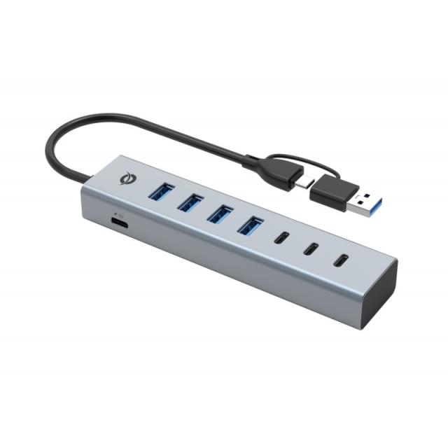 Conceptronic - HUBBIES20GP hub de interfaz USB 3.2 Gen 1 (3.1 Gen 1) Type-C 5000 Mbit/s Gris