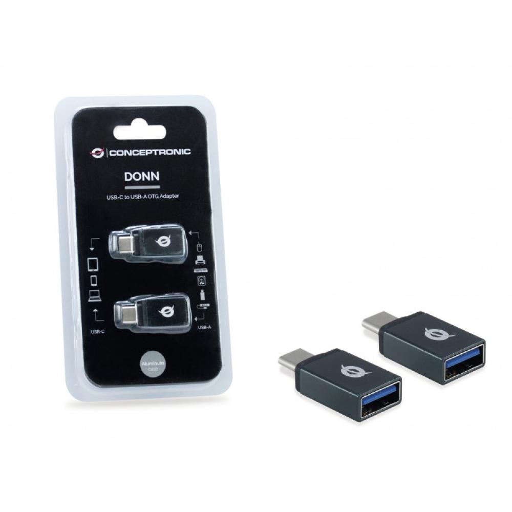 Conceptronic - DONN03G cambiador de género para cable USB 3.1 Gen 1 Type-C USB 3.1 Gen 1 Type-A Negro