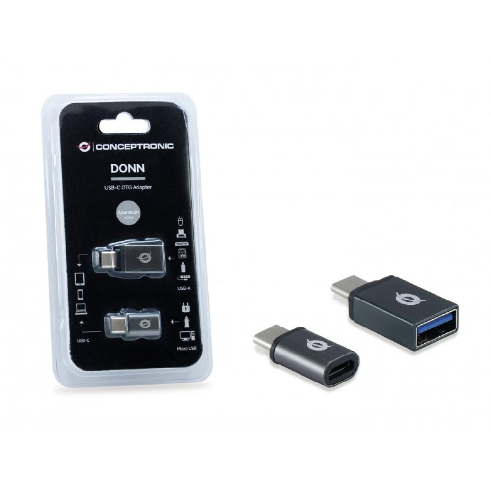 Conceptronic - DONN04G cambiador de género para cable USB 3.1 Gen 1 Type-C, USB 2.0 Type-C USB 3.1 Gen 1 Type-A, USB 2.0 Micro N