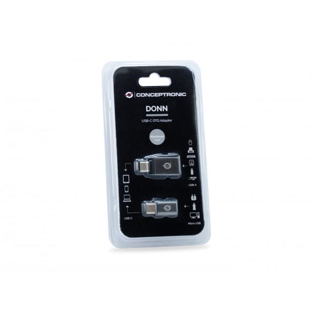 Conceptronic - DONN04G cambiador de género para cable USB 3.1 Gen 1 Type-C, USB 2.0 Type-C USB 3.1 Gen 1 Type-A, USB 2.0 Micro N