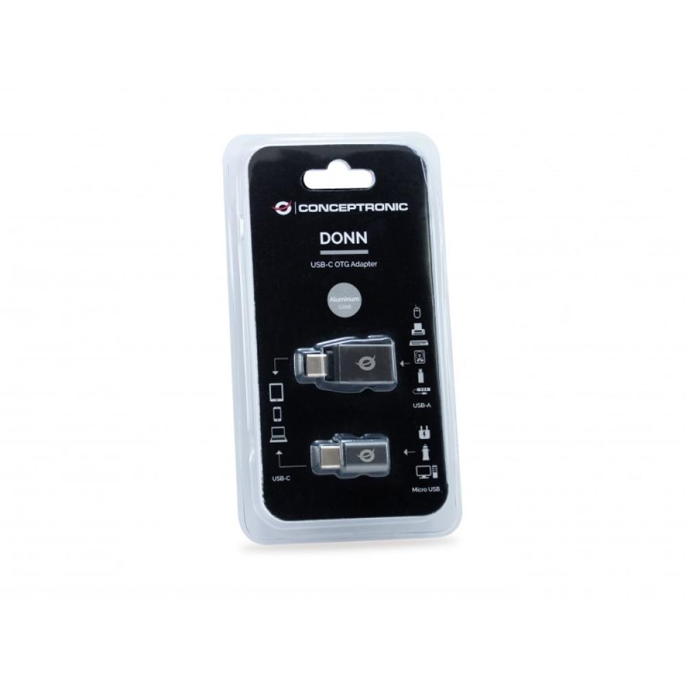 Conceptronic - DONN04G cambiador de género para cable USB 3.1 Gen 1 Type-C, USB 2.0 Type-C USB 3.1 Gen 1 Type-A, USB 2.0 Micro N