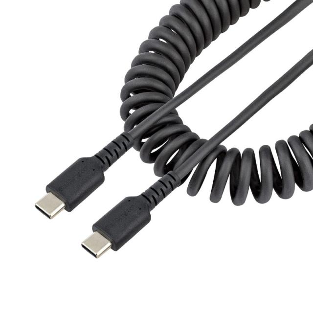 StarTech.com - Cable de 50cm de Carga USB C a USB C, Cable USB Tipo C Rizado de Carga Rápida y Servicio Pesado, Cable USB 2.0 US