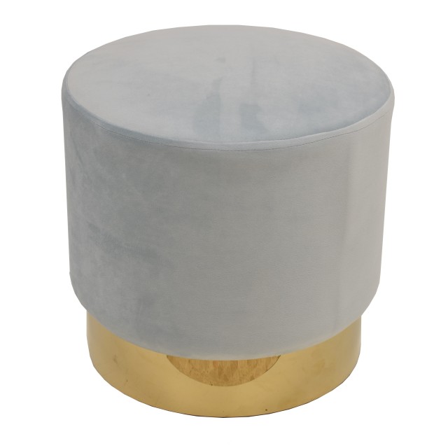 Puff IRINA, dorado, tejido velvet gris perla