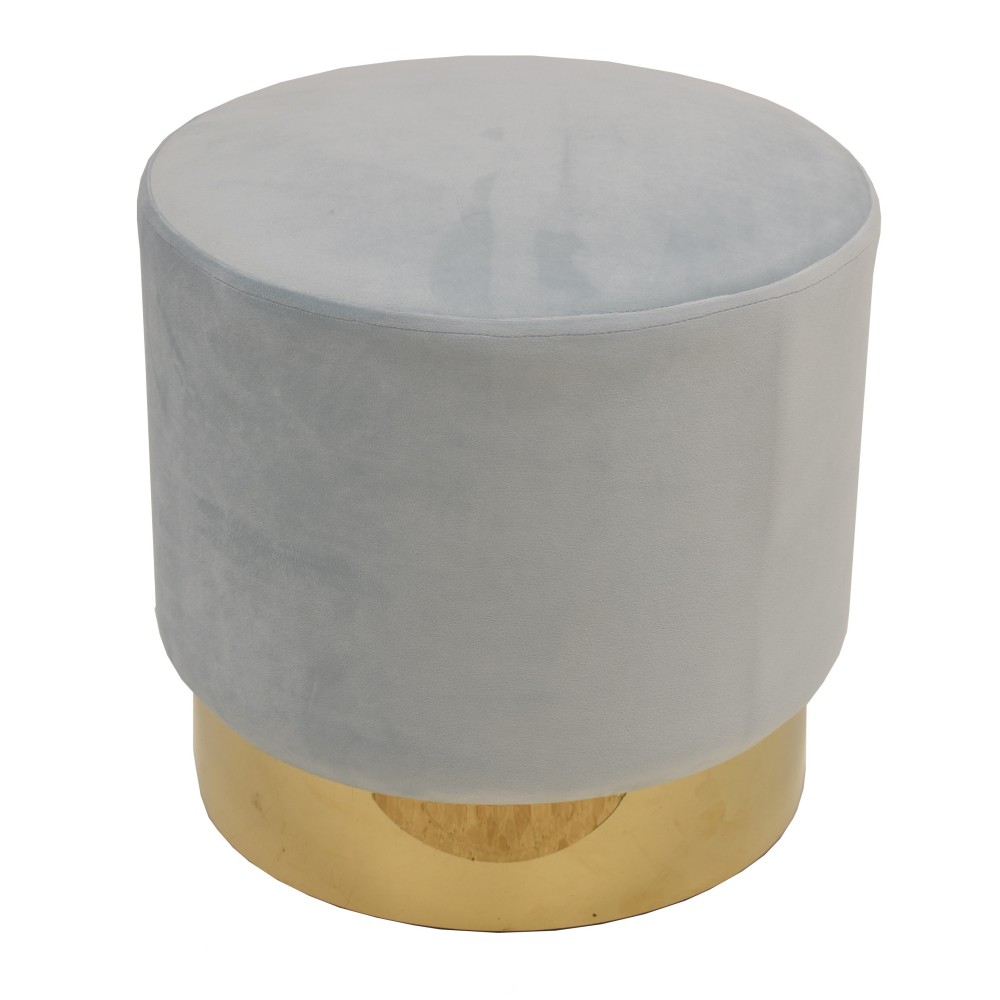 Puff IRINA, dorado, tejido velvet gris perla