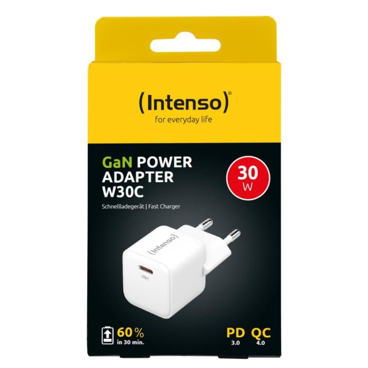 Intenso - POWER ADAPTER USB-C GAN/7803022 Universal Blanco Corriente alterna Carga rápida Interior