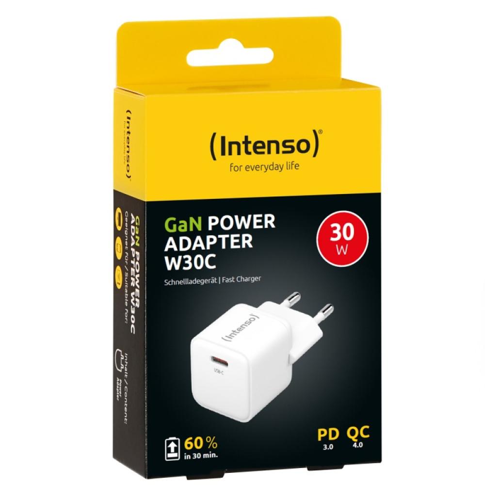 Intenso - POWER ADAPTER USB-C GAN/7803022 Universal Blanco Corriente alterna Carga rápida Interior