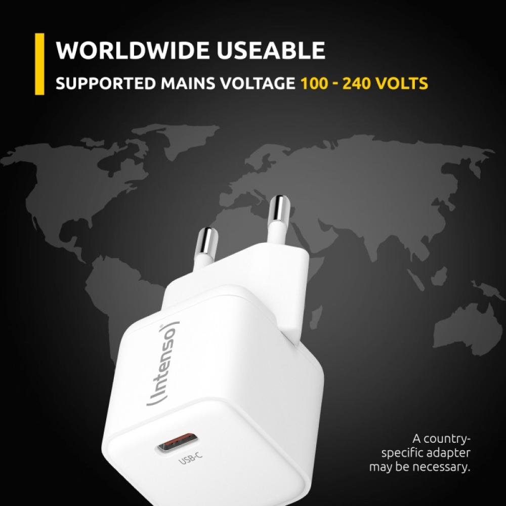 Intenso - POWER ADAPTER USB-C GAN/7803022 Universal Blanco Corriente alterna Carga rápida Interior