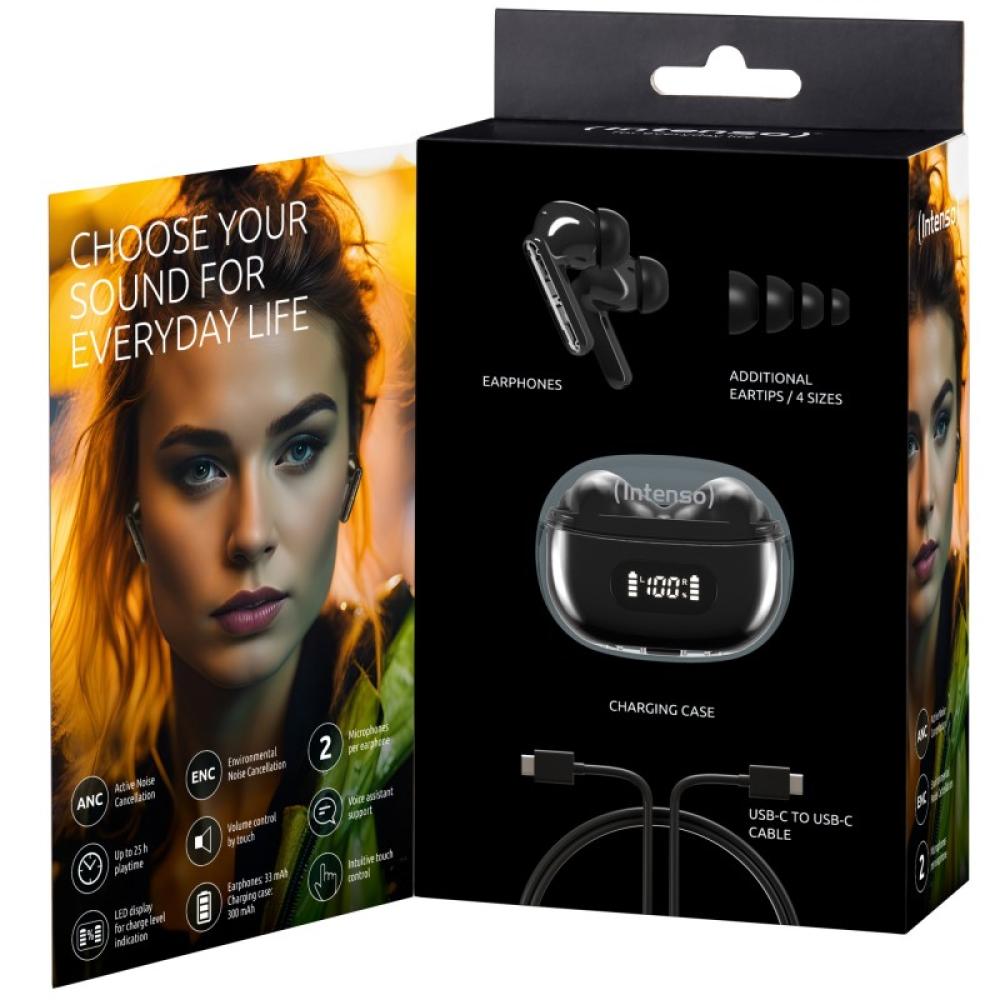 Intenso - Buds Earphone Plus T310AE Black Auriculares True Wireless Stereo (TWS) Dentro de oído Llamadas/Música/Deporte/Uso diar