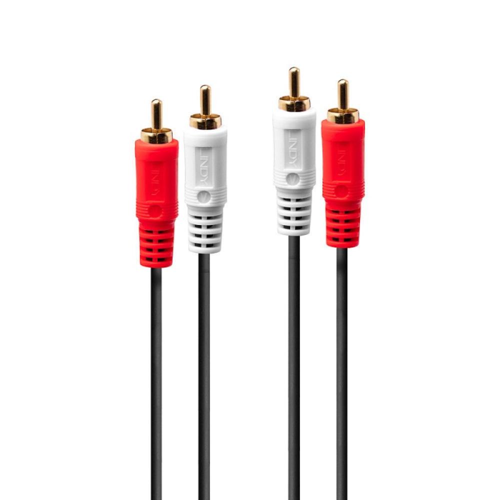 Lindy - 35663 cable de audio 5 m 2 x RCA Negro, Rojo, Blanco